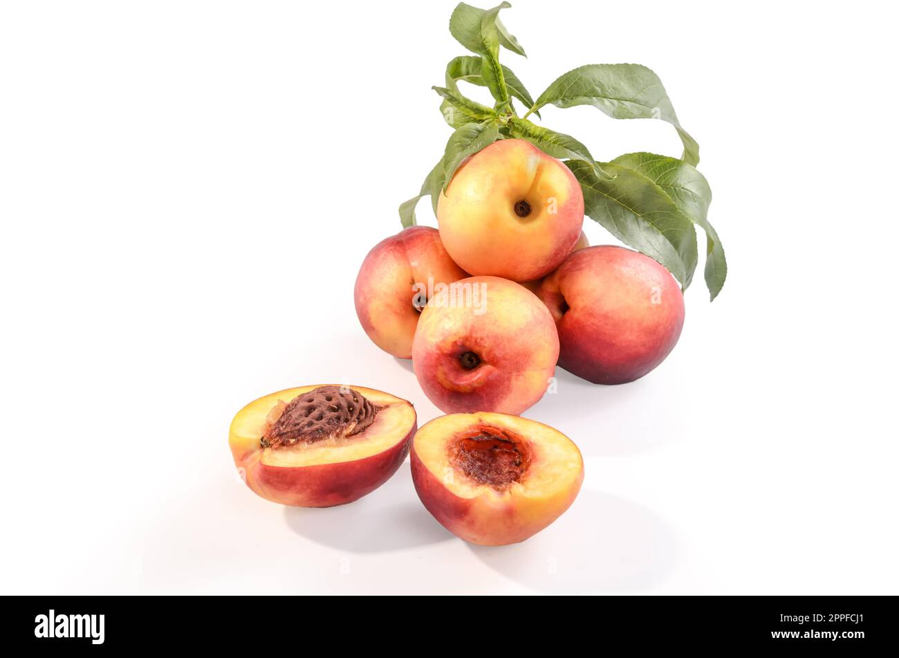 nectarines in bulk on a white background with soft shadow Stock Photo