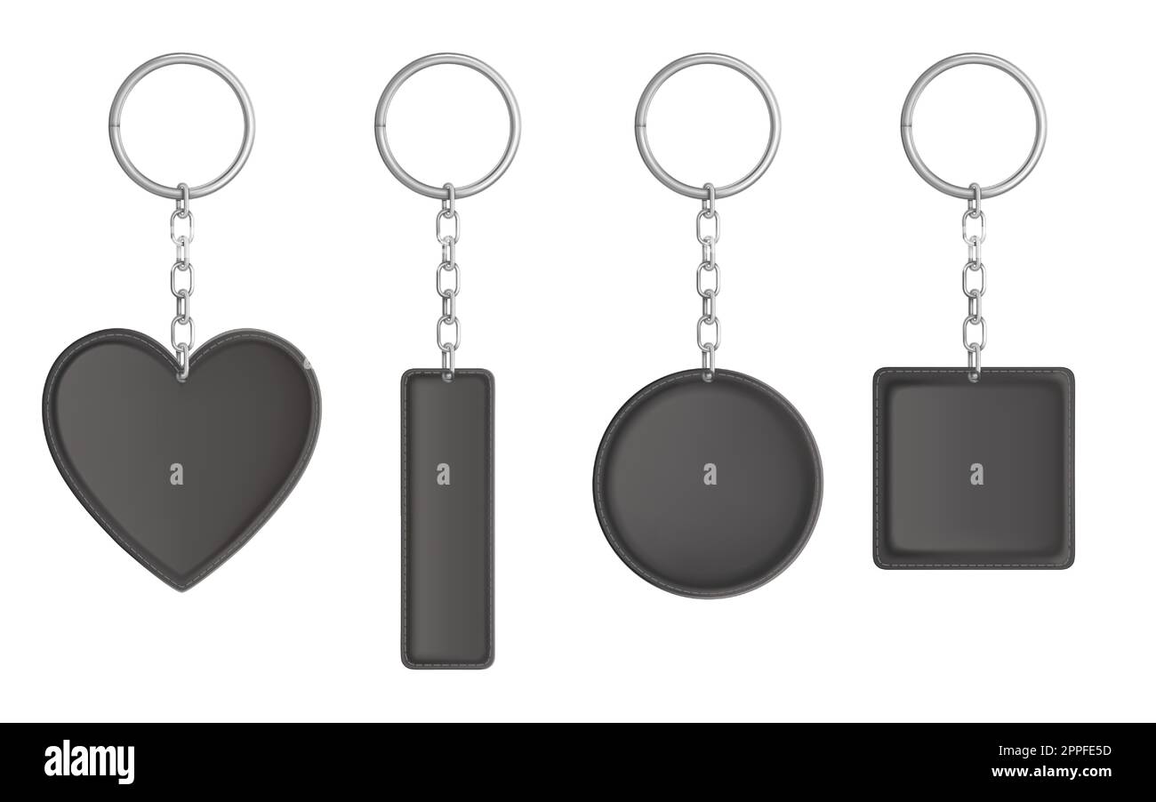 Leather keychain, holder trinket for key with metal chain and ring