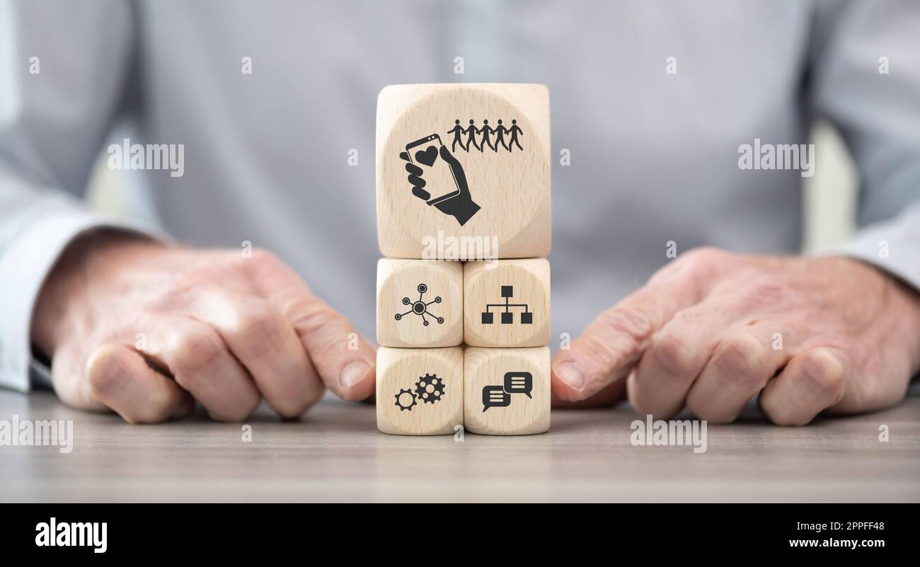 Wooden blocks with symbol of followers concept Stock Photo - Alamy