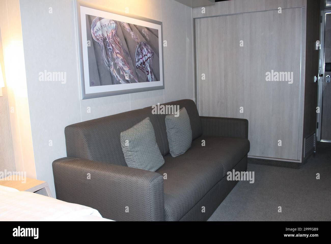 The interior of cabin at cruise ship Stock Photo