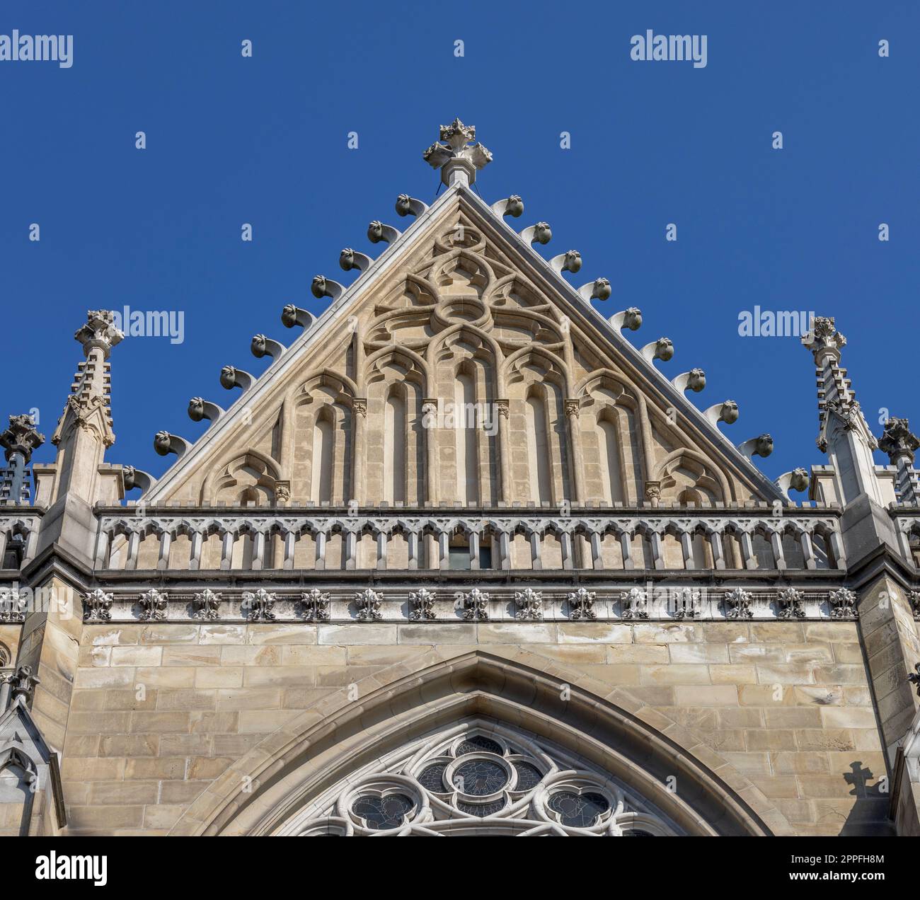 Facade of neo-gothic New Cathedral, Linz, Austria Stock Photo