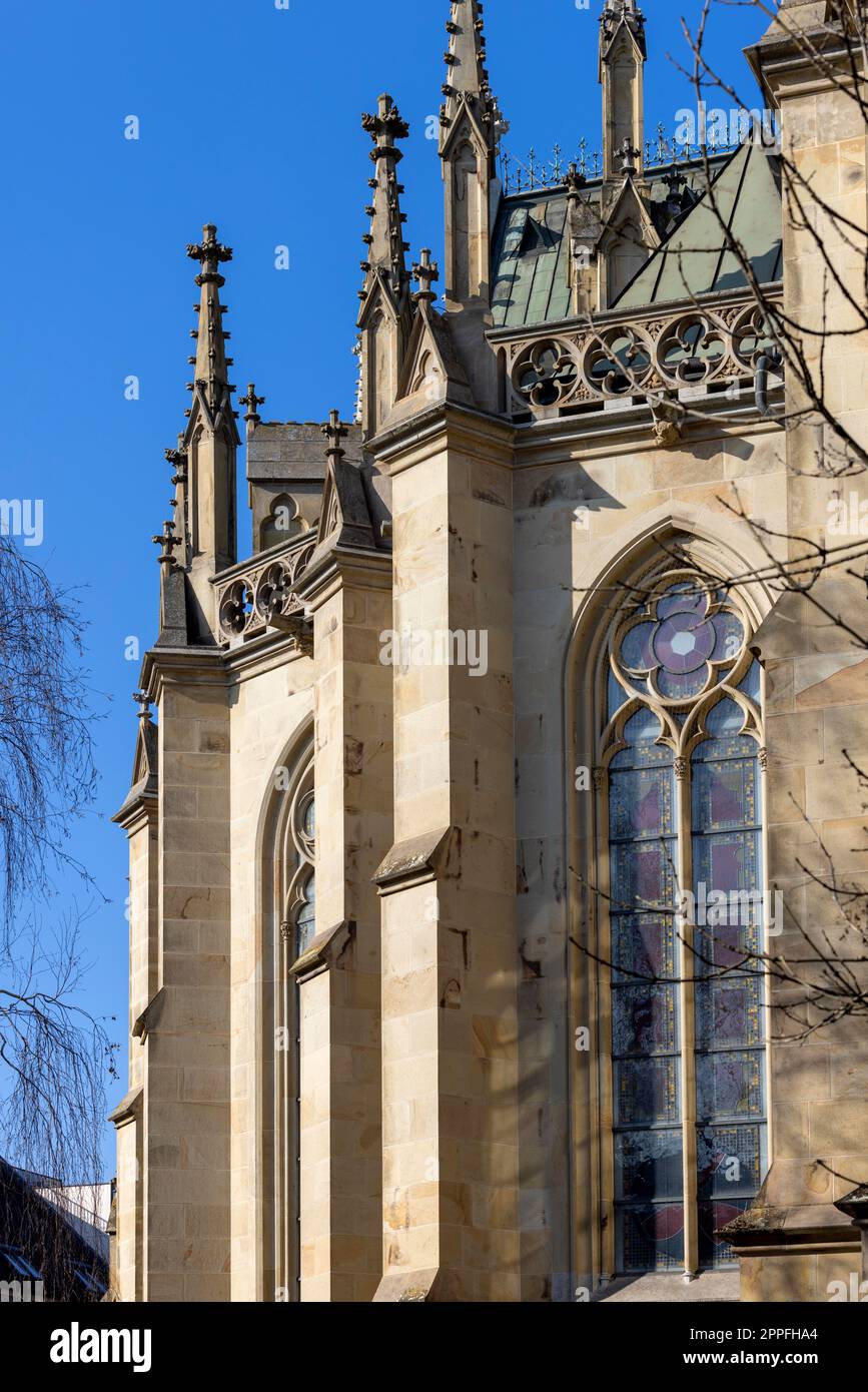 Facade of neo-gothic New Cathedral, Linz, Austria Stock Photo