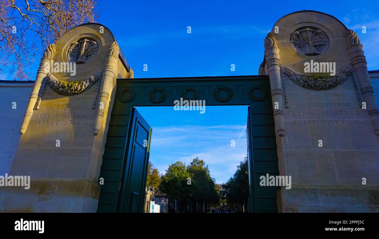 Graves and crypts in Pere Lachaise Cemetery, This cemetery is the final resting place for many famous people. Stock Photo