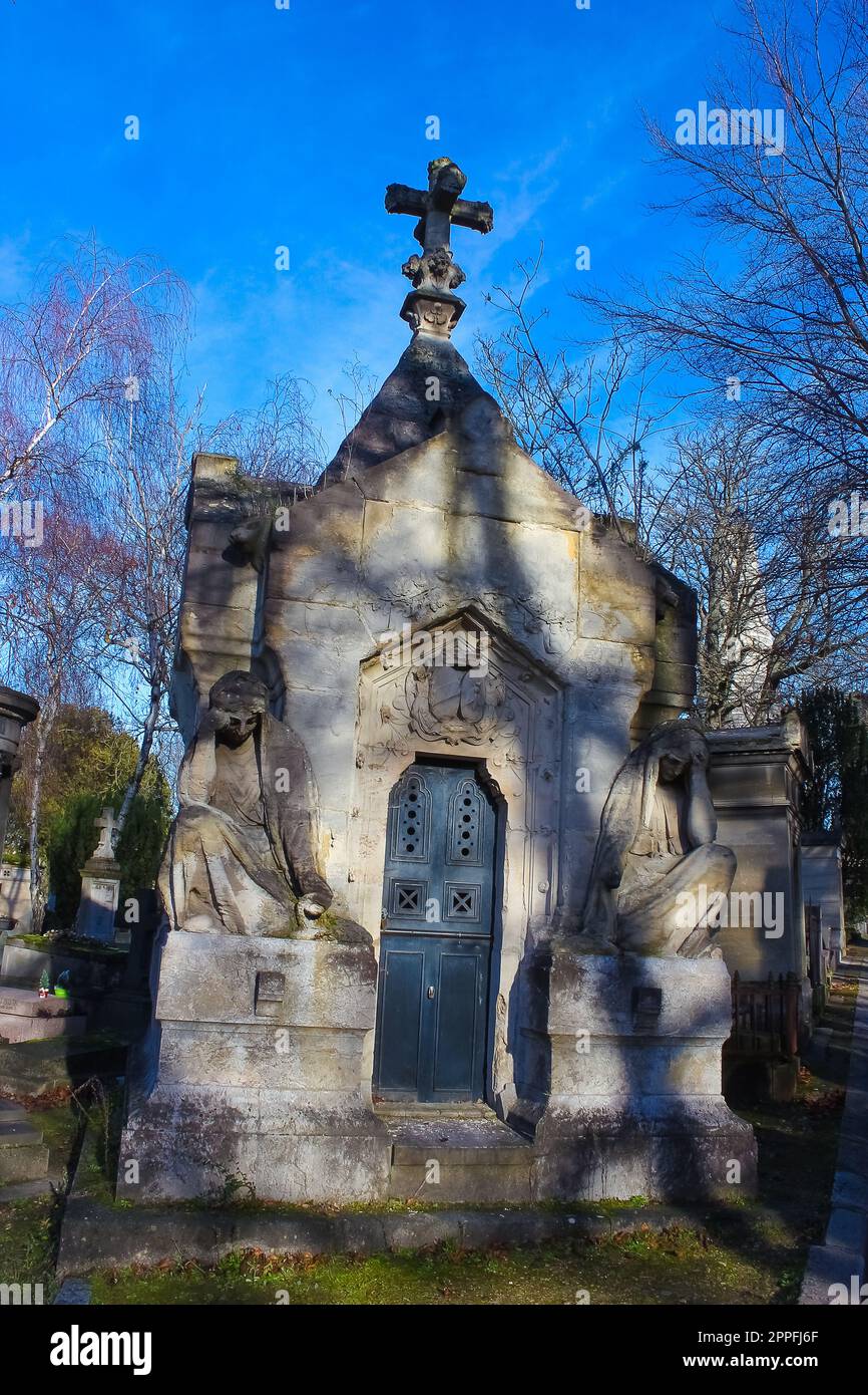 Graves and crypts in Pere Lachaise Cemetery, This cemetery is the final resting place for many famous people. Stock Photo