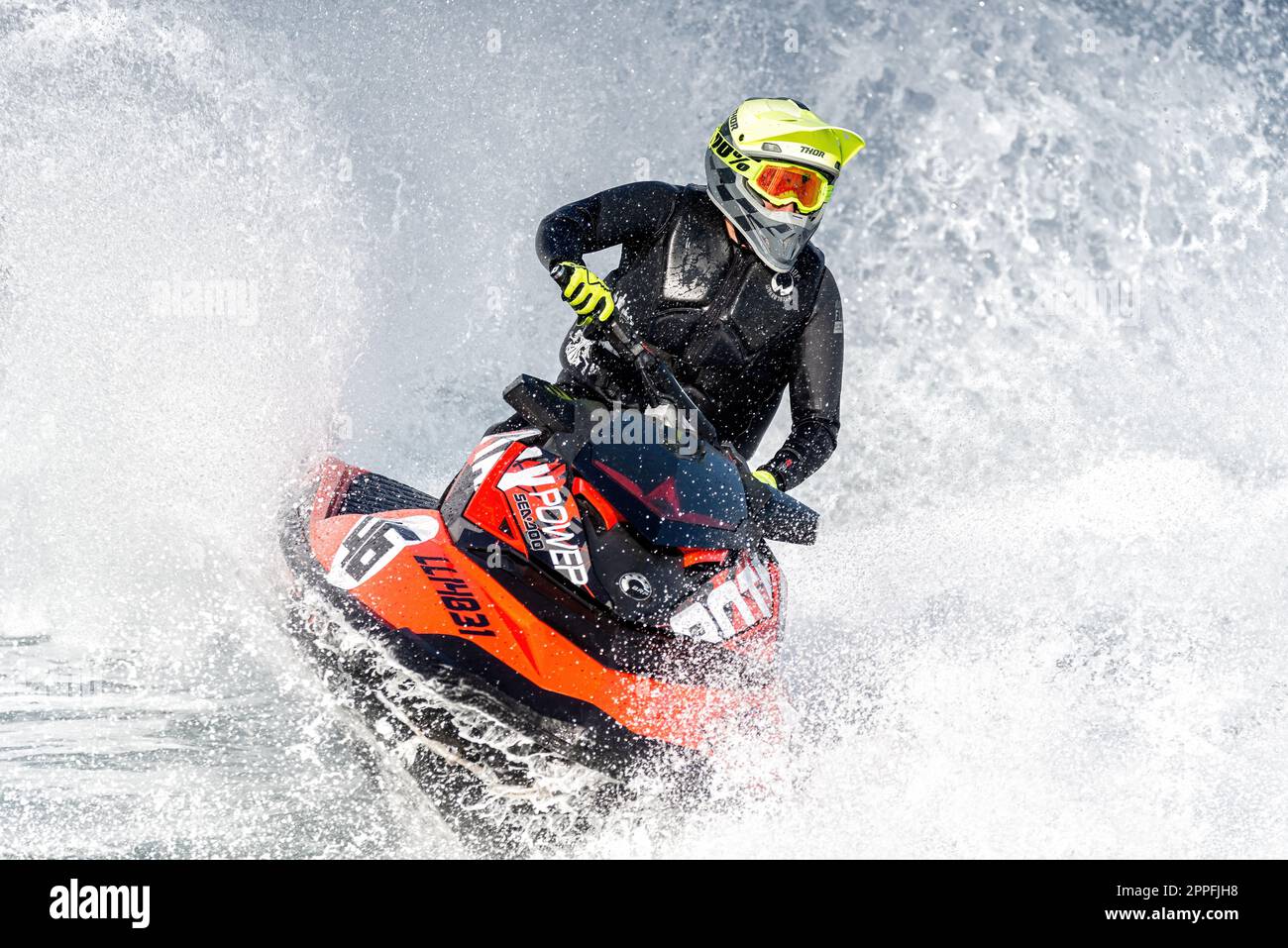 Limassol, Cyprus - November 26, 2022: Professional jet ski rider during ...