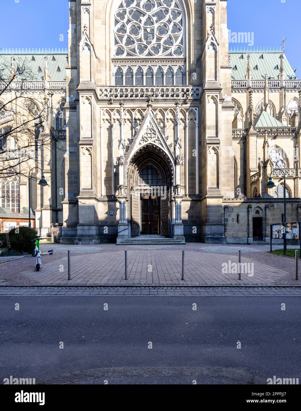 Facade of neo-gothic New Cathedral, Linz, Austria Stock Photo