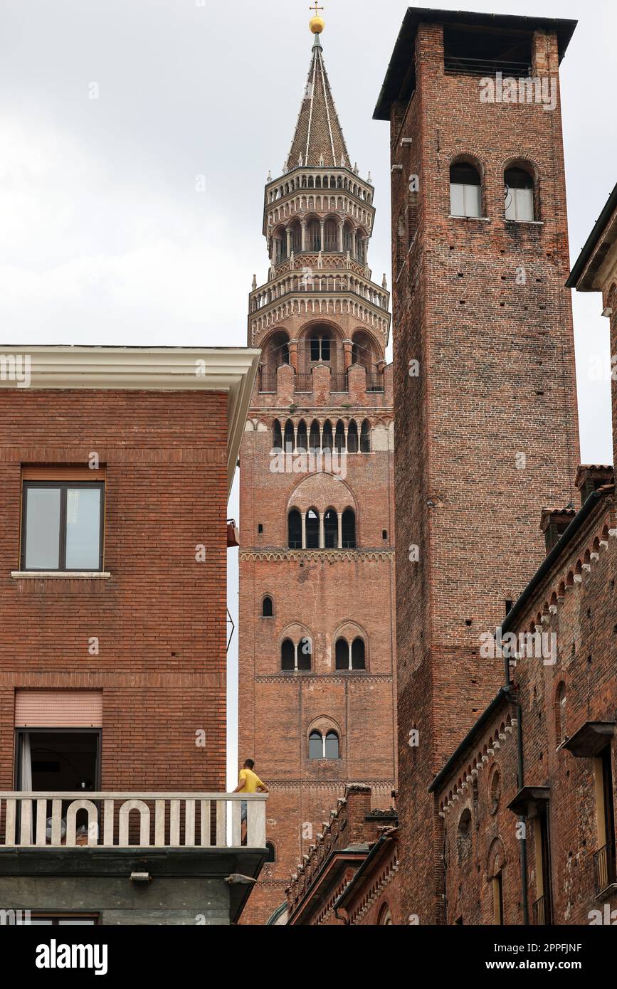 the Medieval Bell Tower of Cremona known as the Torrazzo, Lombardy