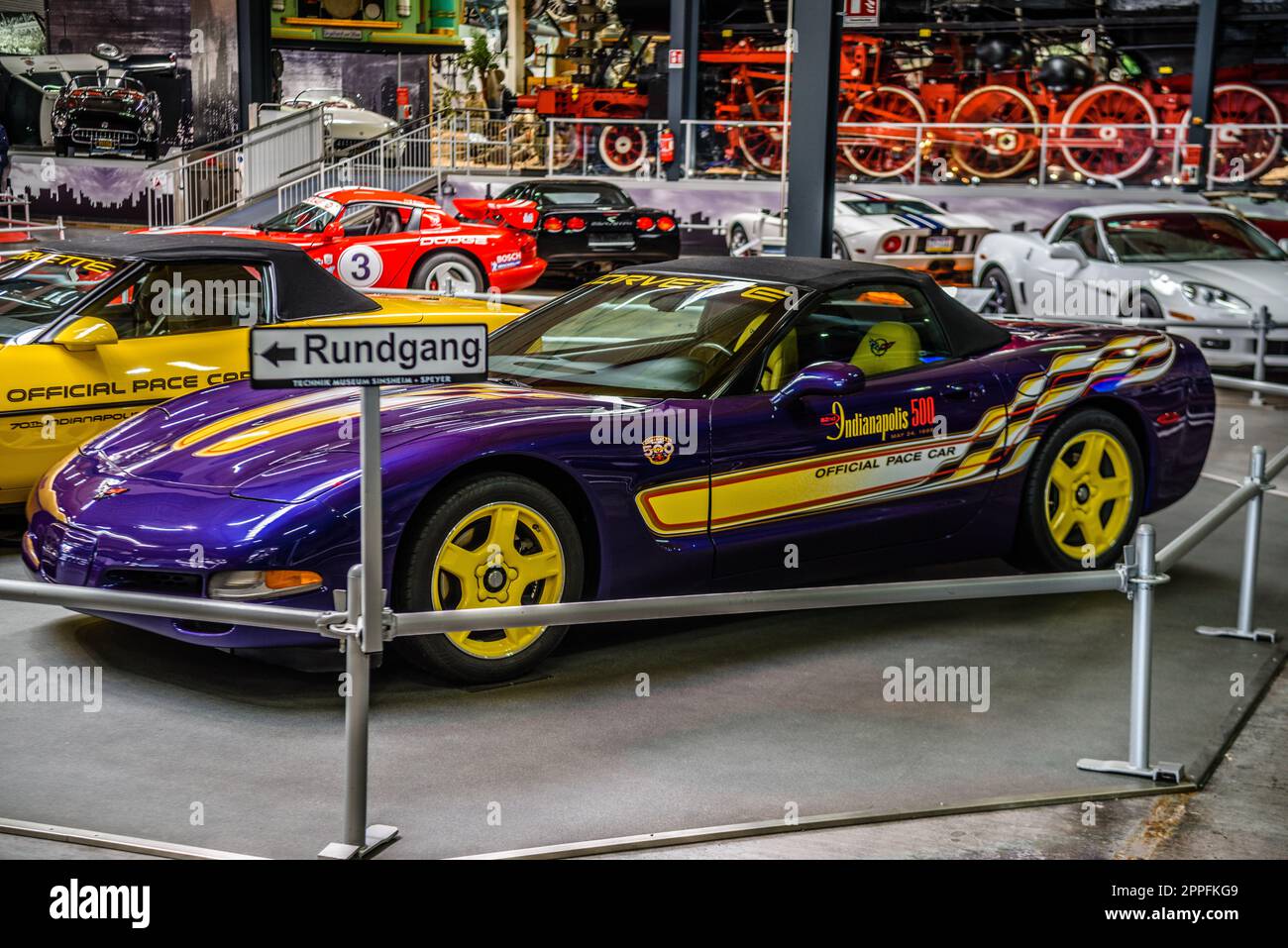 SINSHEIM, GERMANY - MAI 2022: violet purple cabrio Chevrolet Corvette C5 Pace Car Stock Photo