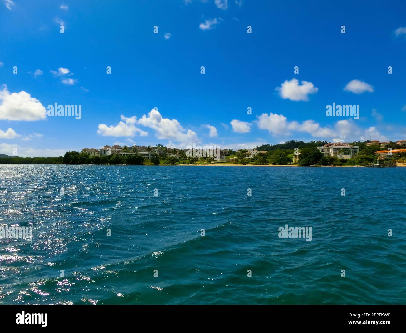 An aerial view of a tropical beach in Roatan Honduras Stock Photo - Alamy