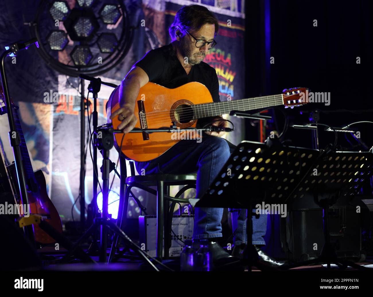 Al Di Meola Acoustic Trio performing live on the Kijow.Centre stage Stock Photo