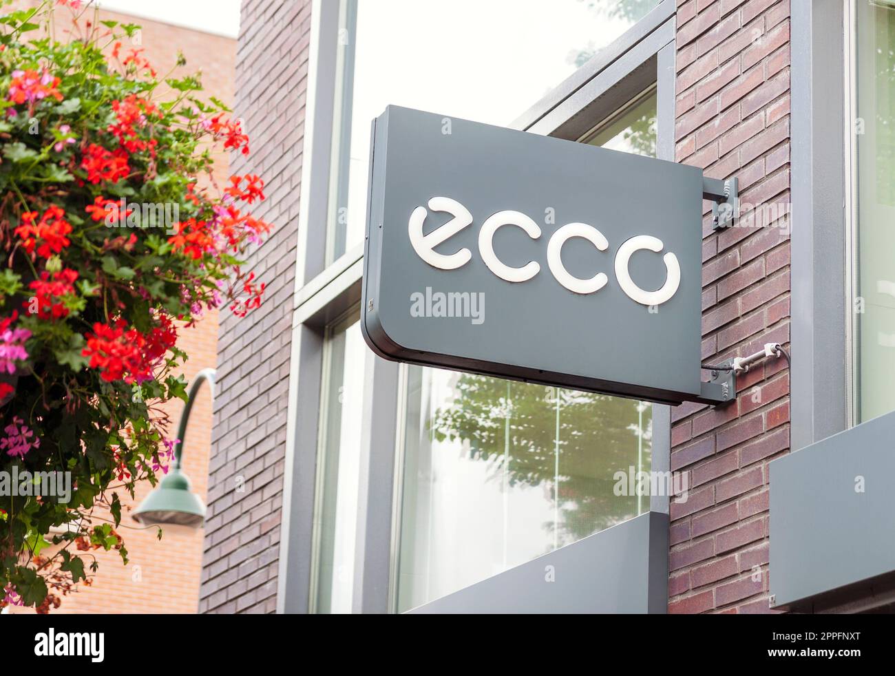 Ecco shoe manufacturer and retailer shop sign and logo Stock Photo - Alamy