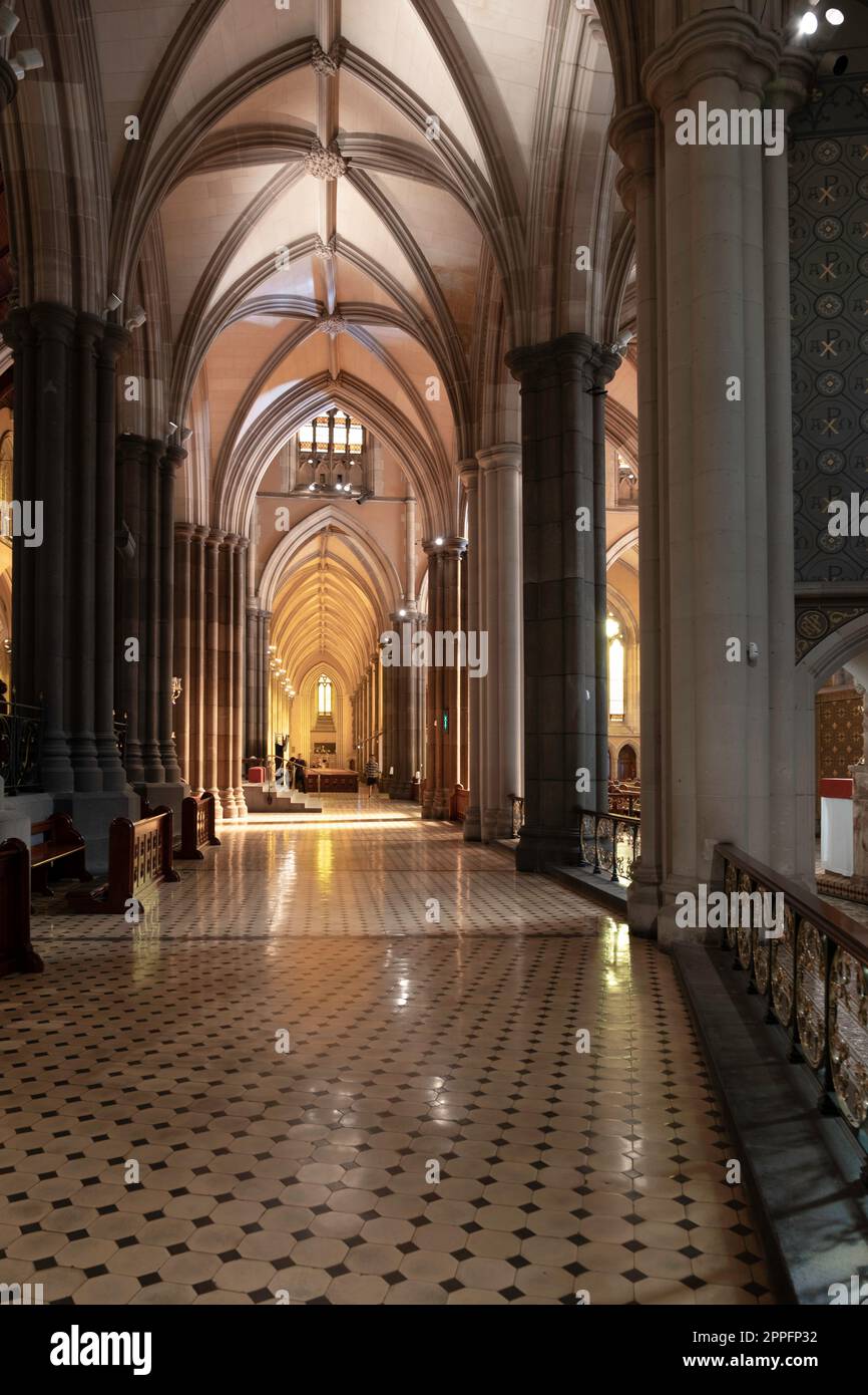 Interior of the Cathedral Church of Saint Patrick (St Patrick's Cathedral): church of the Roman Catholic Archdiocese of Melbourne, Australia Stock Photo