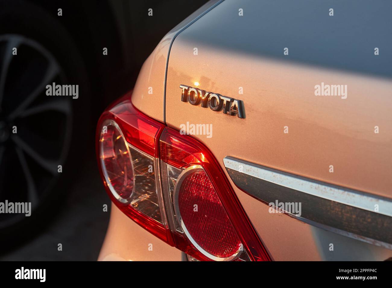 Toyota logo label closeup Stock Photo