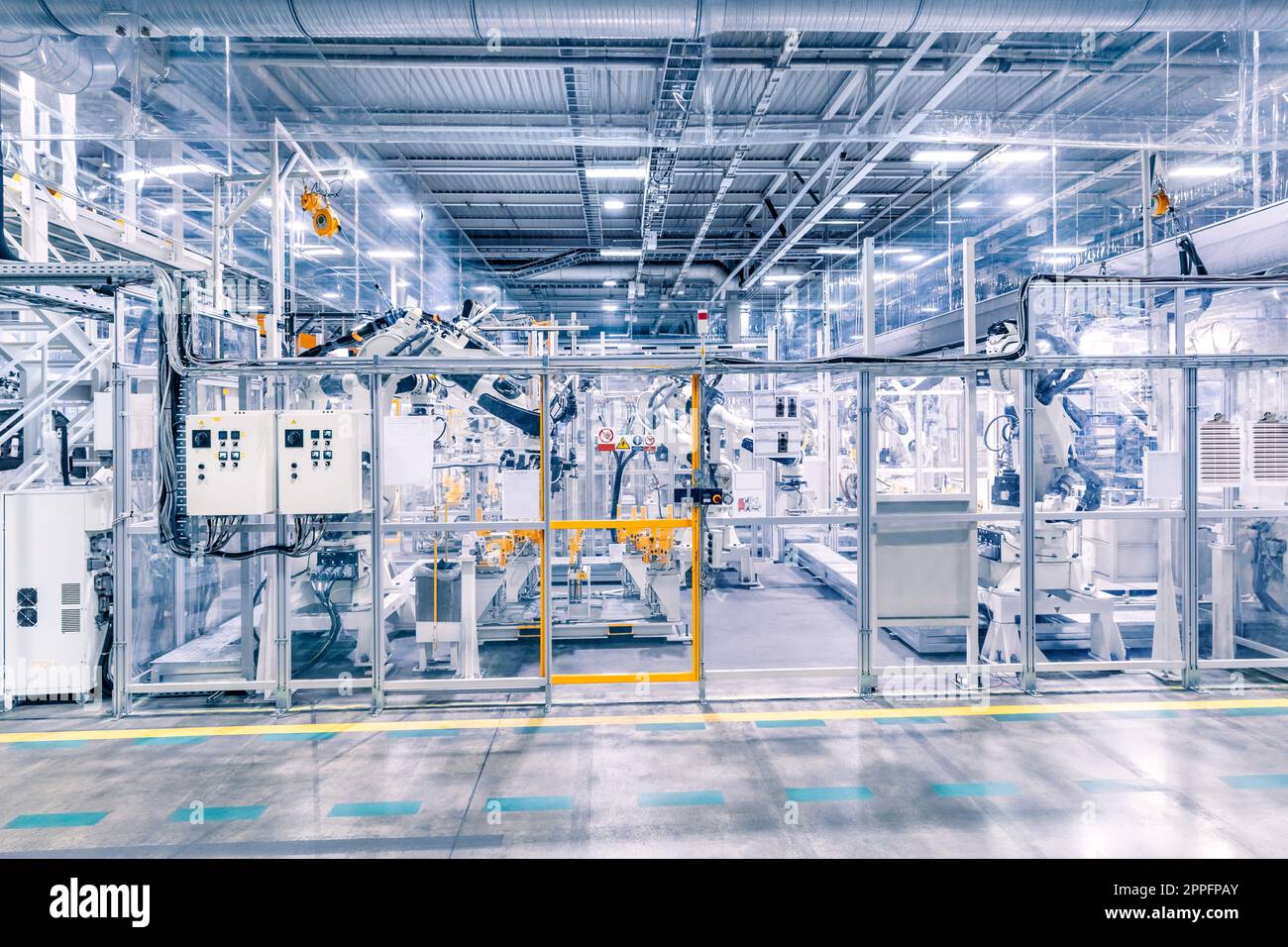 robots in a car plant Stock Photo