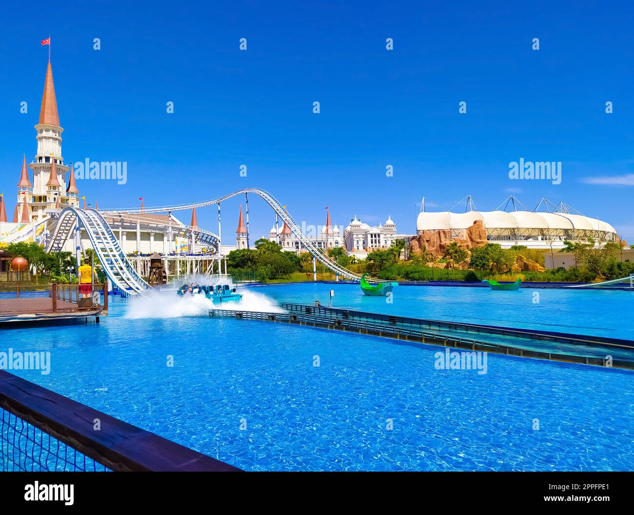 Belek, Antalya, Turkey - May 15, 2021: The Land of Legends theme park in Belek. Stock Photo