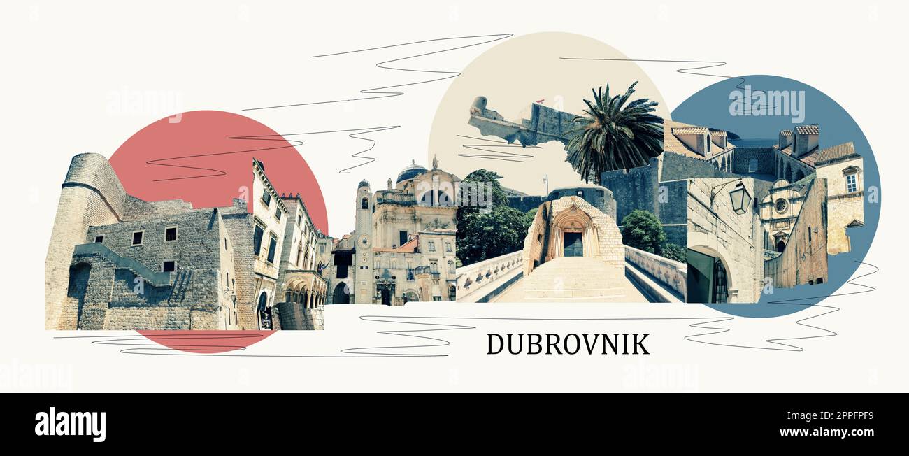 Dubrovnik, Croatia - Collage from views of old town Stock Photo
