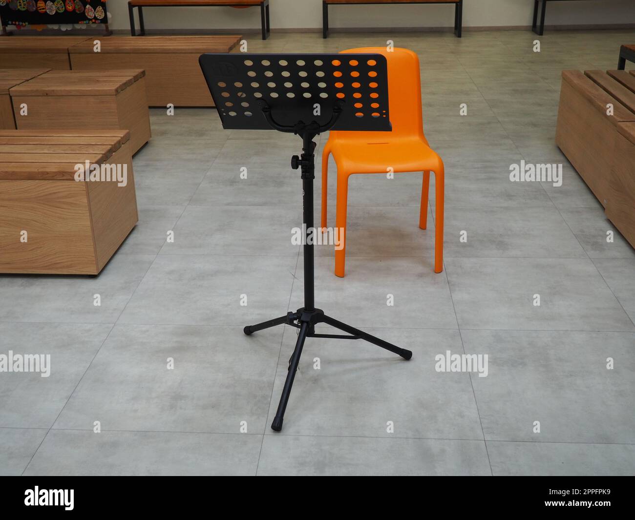 music stand and chairs in a theater, auditorium or opera Stock Photo