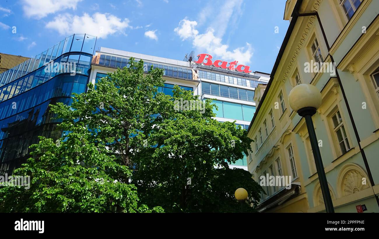 Prague, Czech Republic - May 11, 2022: Bata shoes store exterior. Bata also known as Bata Shoe Organization is a family-owned global footwear and fashion accessory manufacturer and retailer Stock Photo