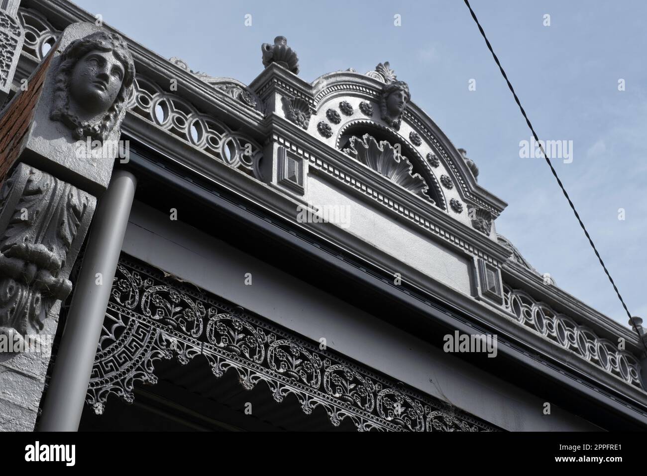 Detail of the facade of a traditional colonial residential house with