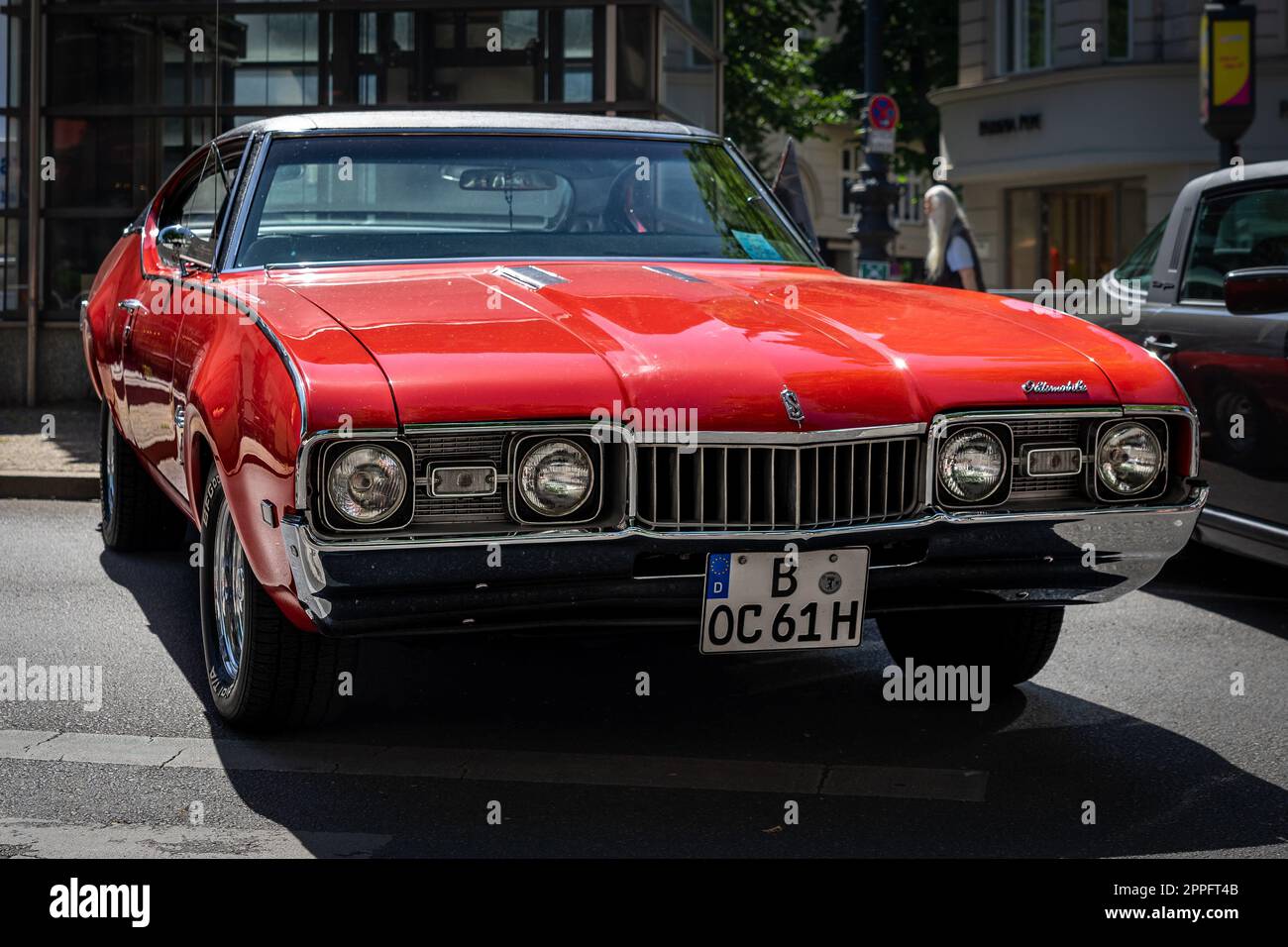 BERLIN - JUNE 18, 2022: Personal luxury car Oldsmobile Cutlass Supreme, 1968. Classic Days Berlin. Stock Photo