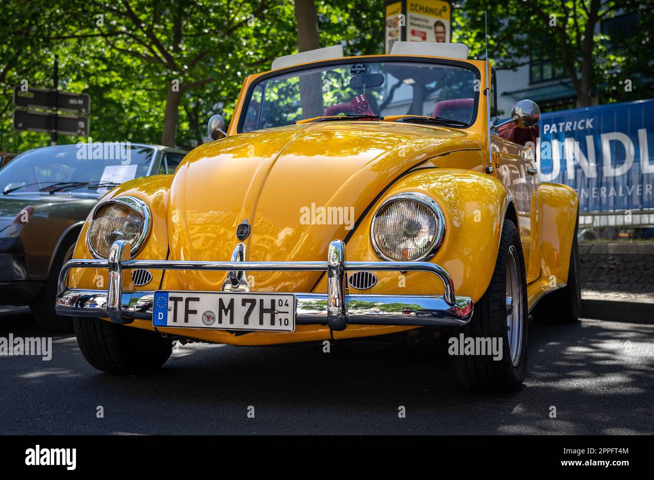 BERLIN - JUNE 18, 2022: Economy car Volkswagen Beetle convertible. Classic Days Berlin. Stock Photo