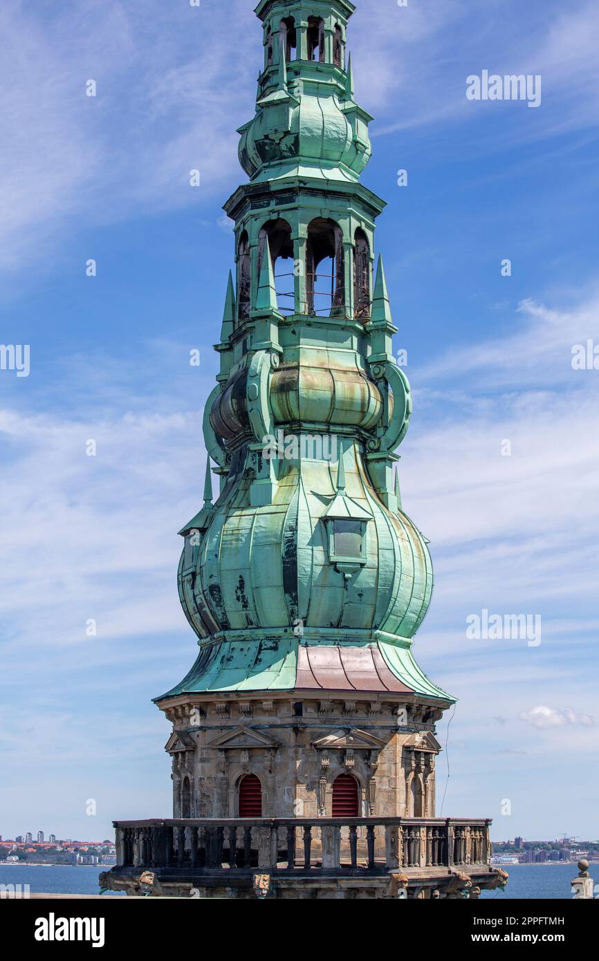 Medieval Kronborg Castle on the North Sea, observation tower, Helsingor, Denmark Stock Photo