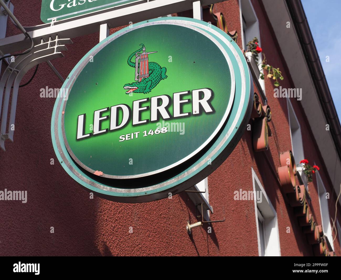 Lederer beer sign in Nuernberg Stock Photo