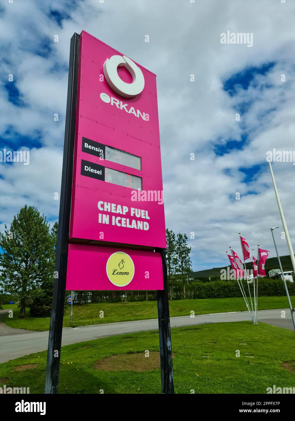 An Icelandic petrol station of the company Orkan company logos and