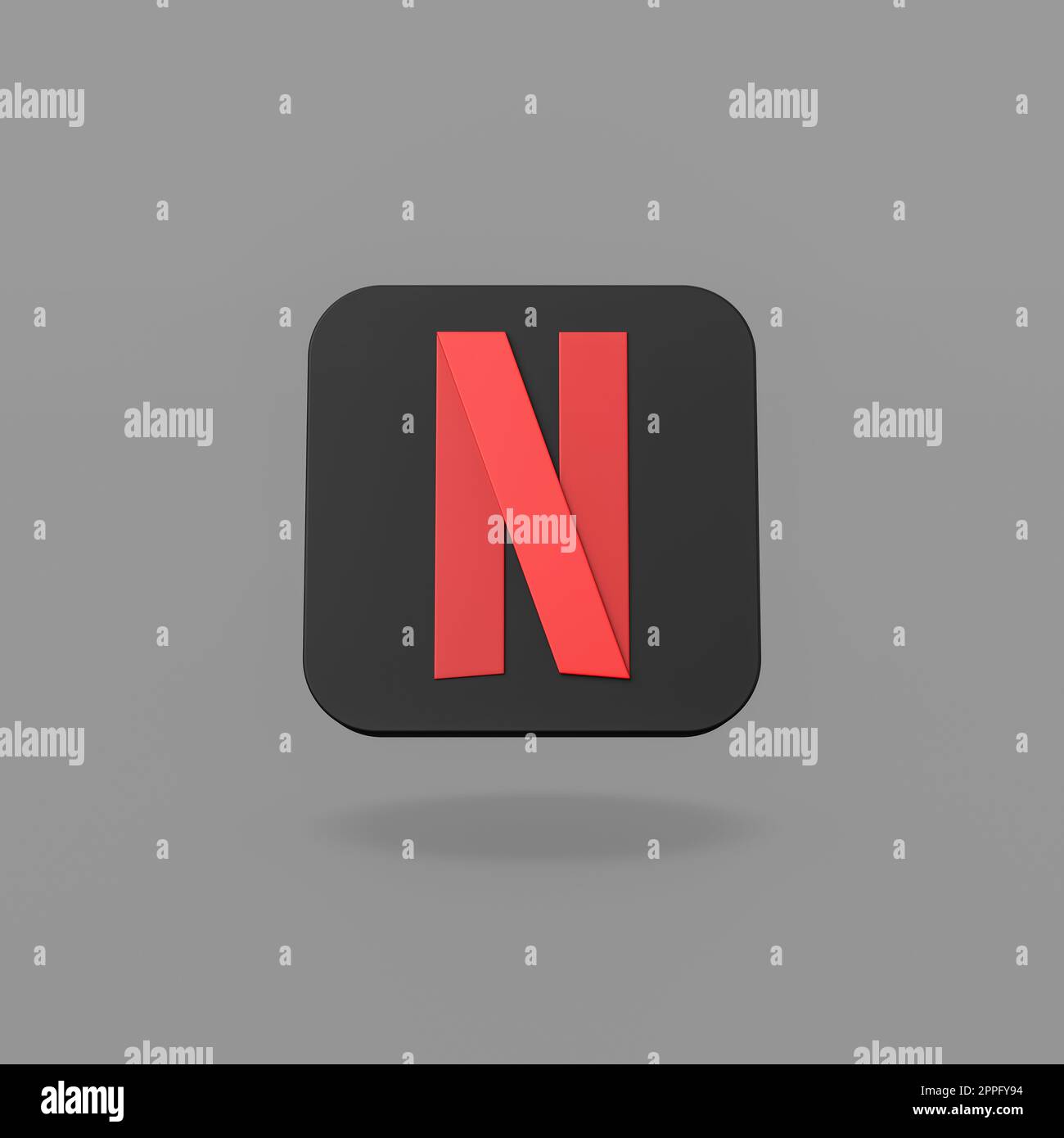 Netflix Logo on Flat Dark Gray Background Stock Photo