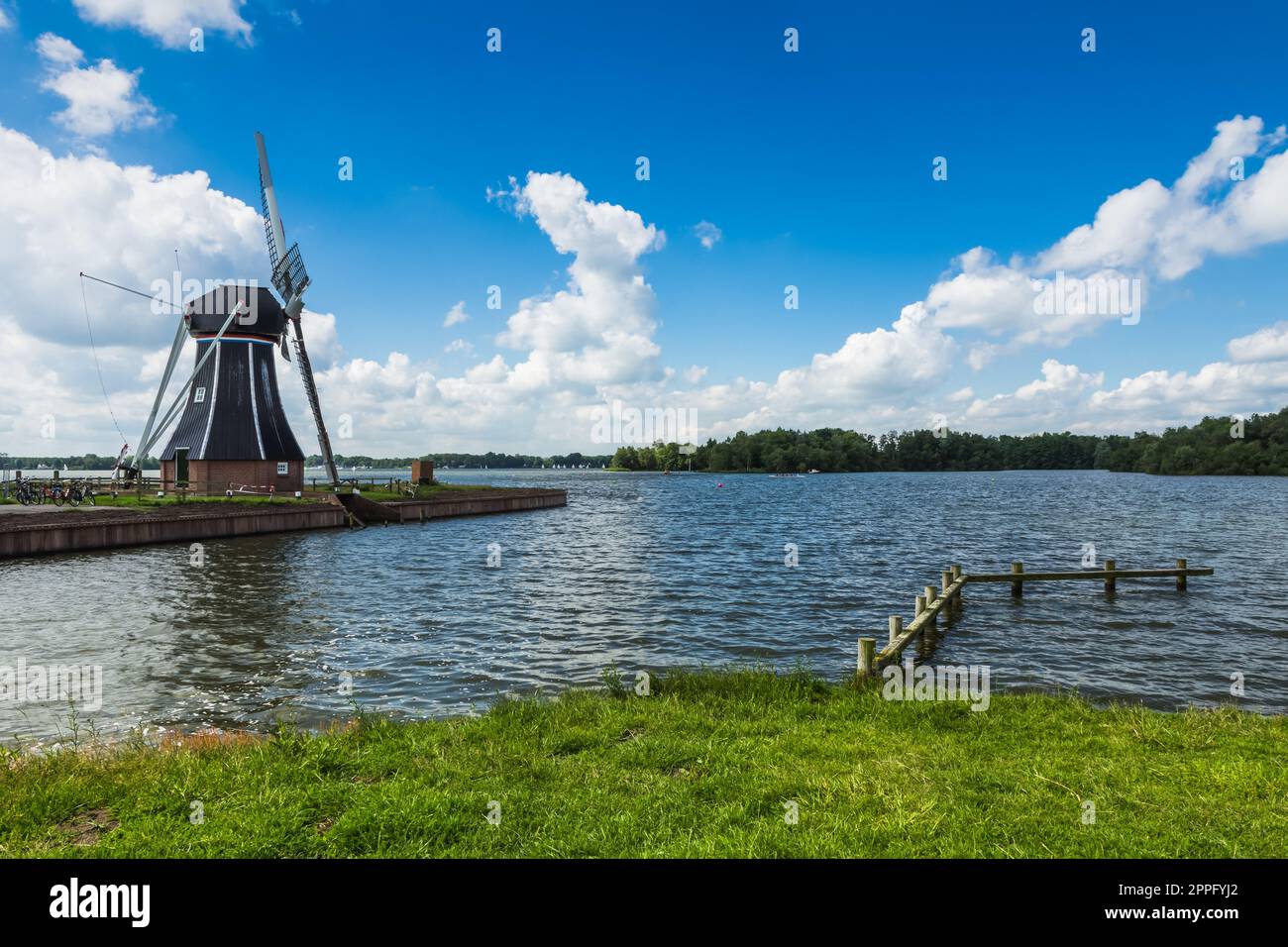 Historic windmill De Helper near Groningen, Netherlands Stock Photo