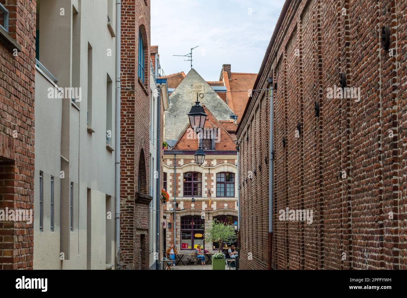 LILLE, FRANCE - AUGUST 17, 2013: Urban landscape, streets in the historic center of Lille, northern France Stock Photo