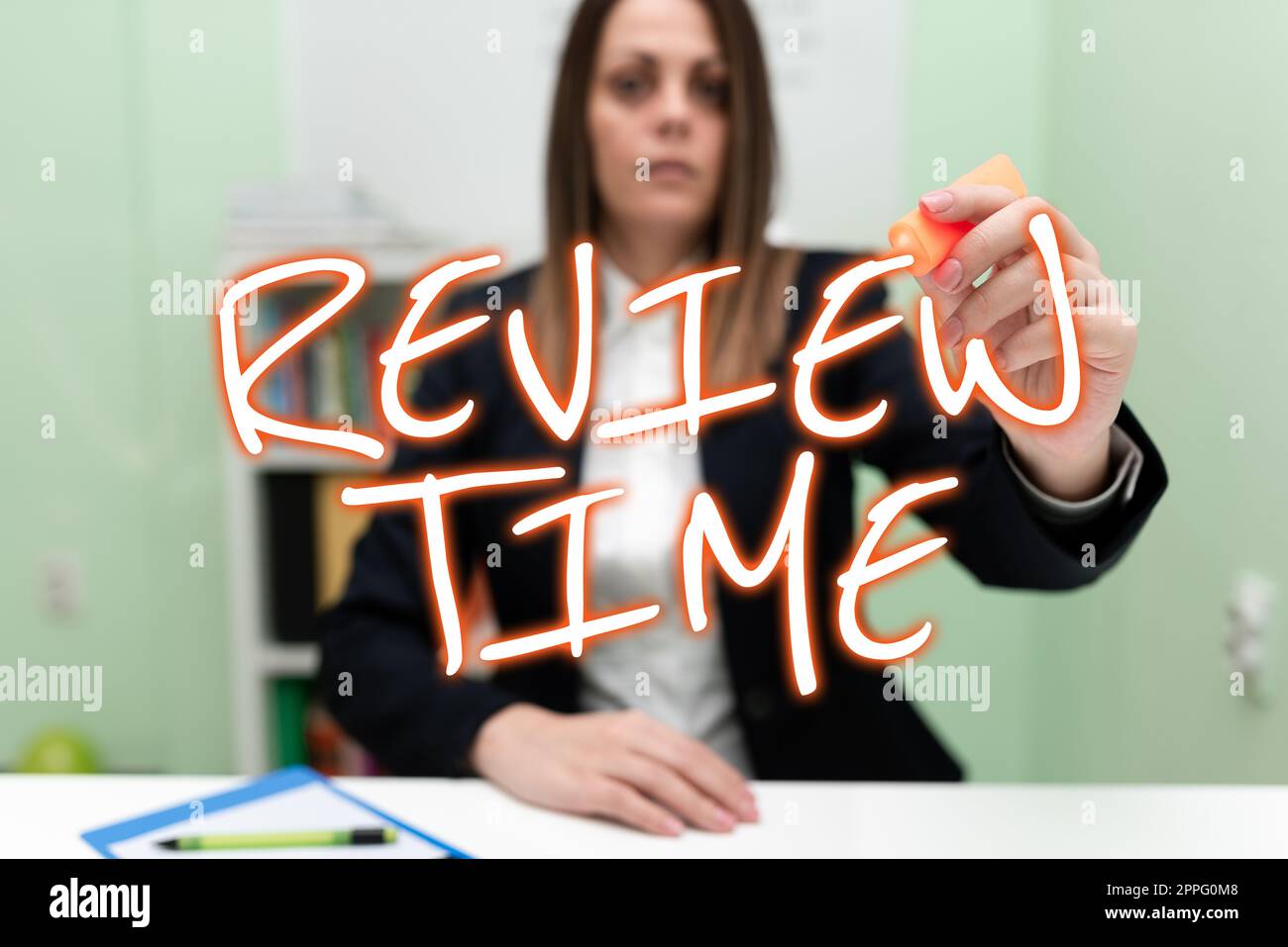 Text sign showing Review Time. Internet Concept situation or system its formal examination by people authority Stock Photo