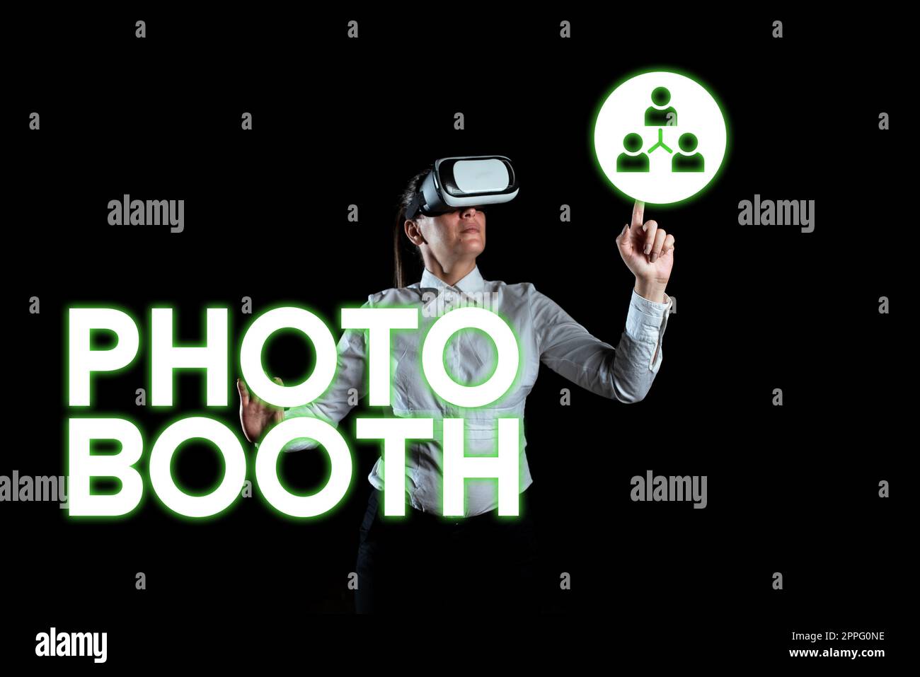 Handwriting text Photo Booth. Business approach form of photo sharing and publishing in the format of a blog Stock Photo