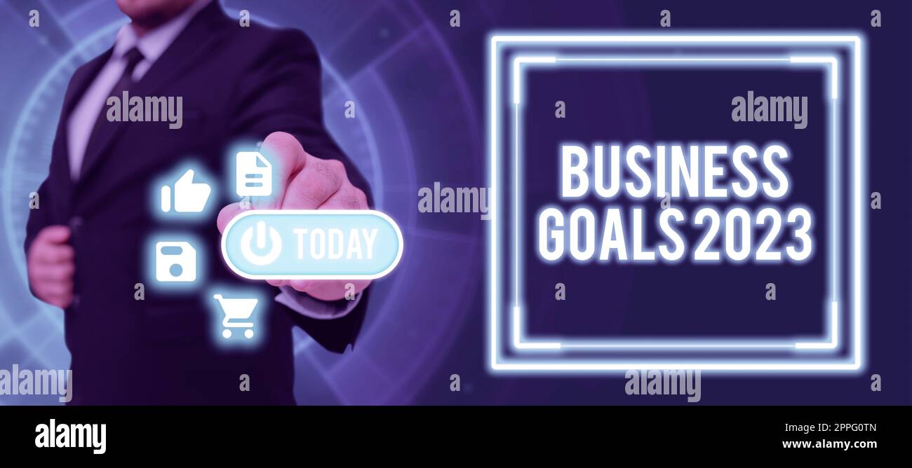 Conceptual display Business Goals 2023. Business showcase Advanced Capabilities Timely Expectations Goals Stock Photo