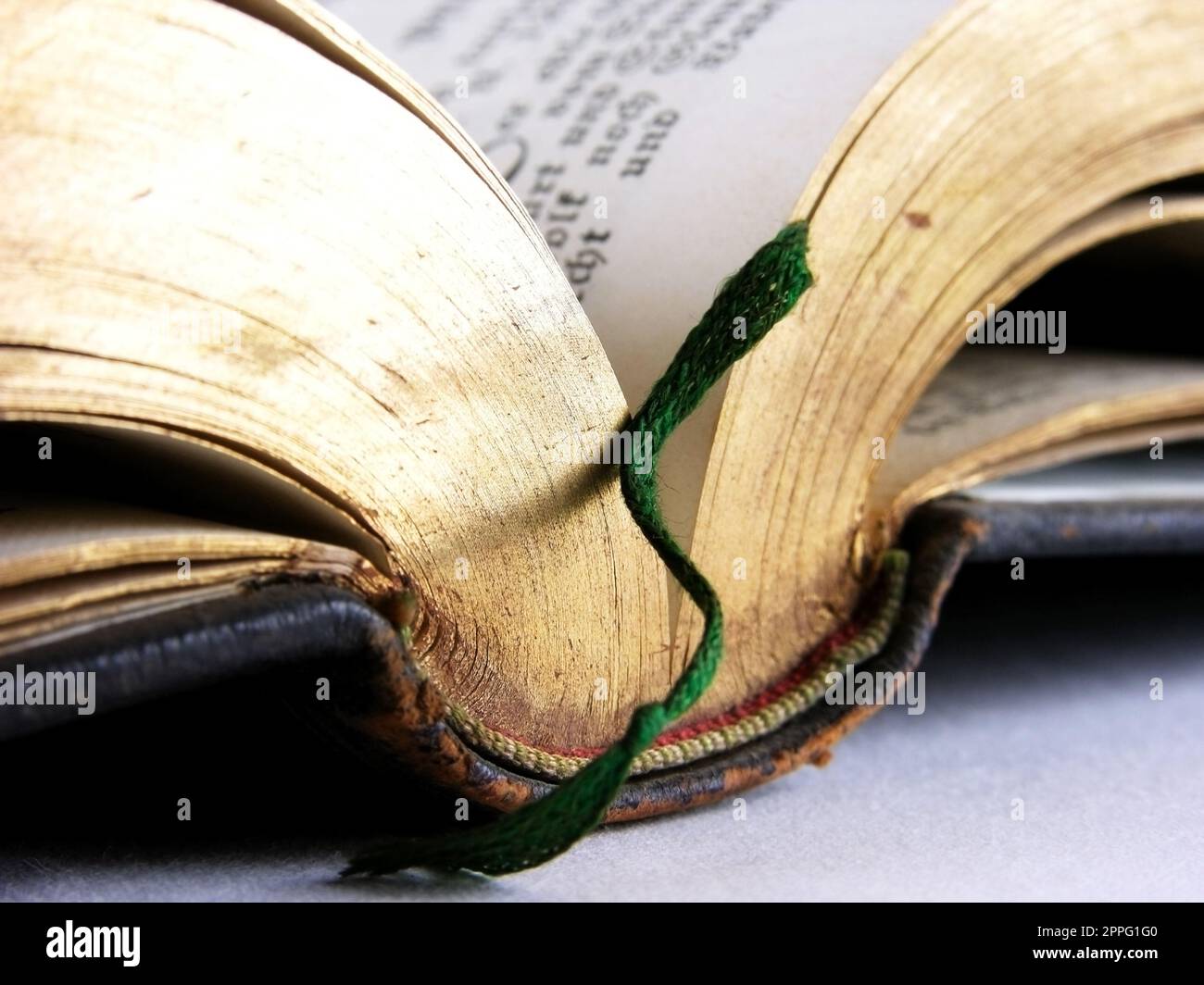 Still life and close-ups of old books, holy bible and hymn books Stock Photo