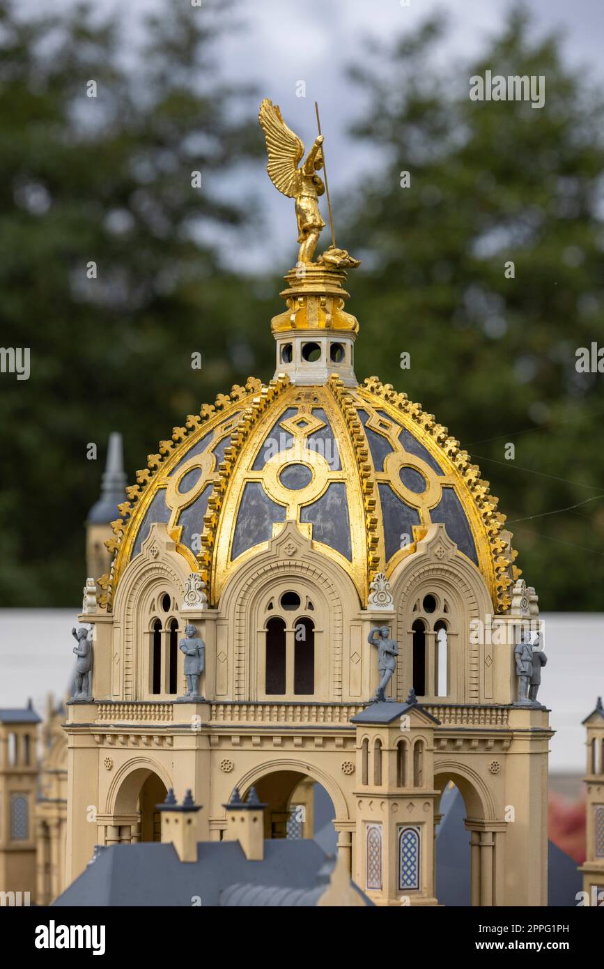 Baltic Park of Miniatures, small replica of Schwerin Castle in Germany, Miedzyzdroje, Poland Stock Photo