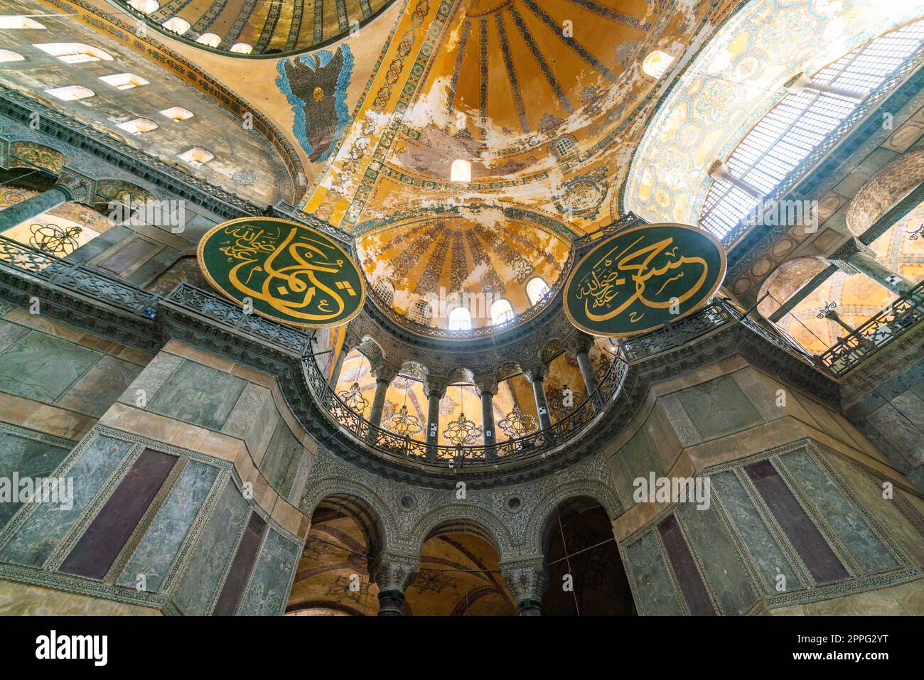 Interior of Hagia sofie or Aya sophia former church museum and mosque Stock Photo