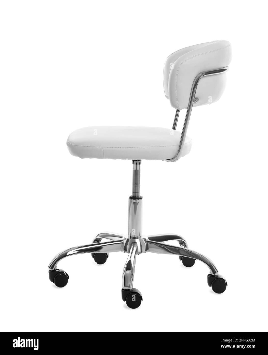 White leather office chair isolated on white Stock Photo Alamy