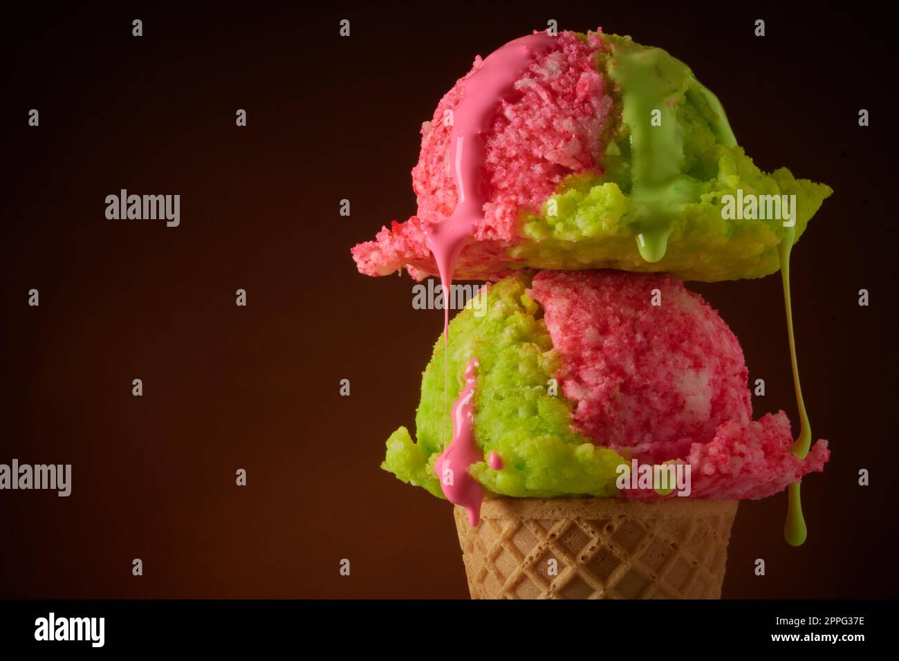 Dripping scoops of ice cream Stock Photo Alamy