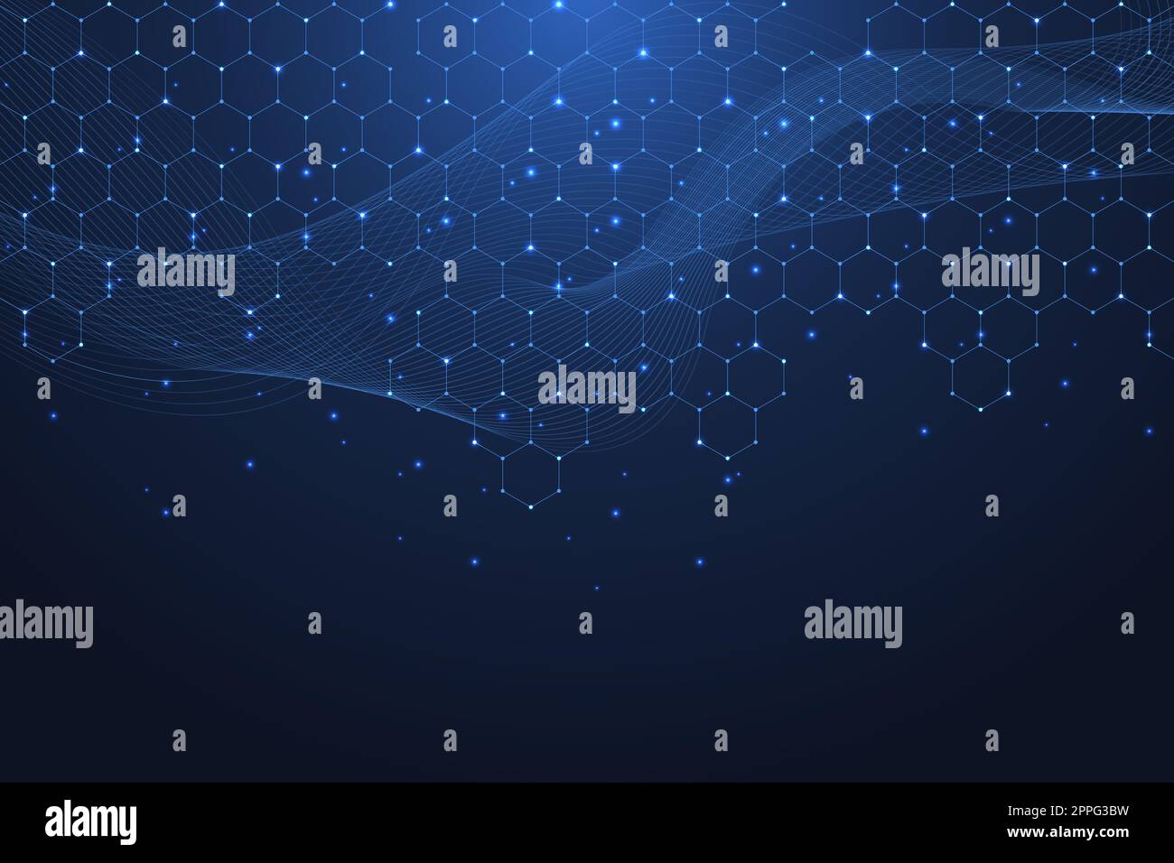 Technology abstract lines and dots connect background with hexagons ...