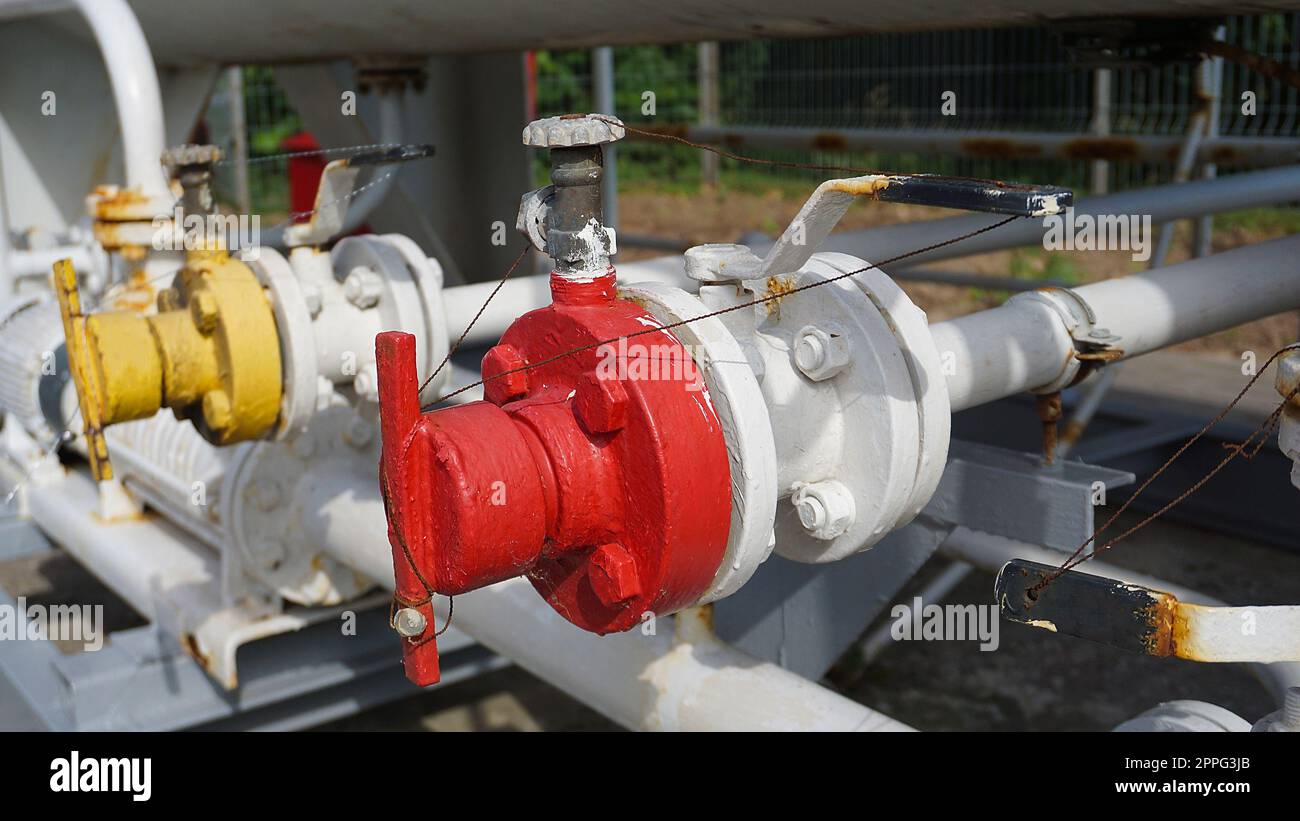 Liquid propane gas station. LPG station for filling liquefied gas into the vehicle tanks. Stock Photo