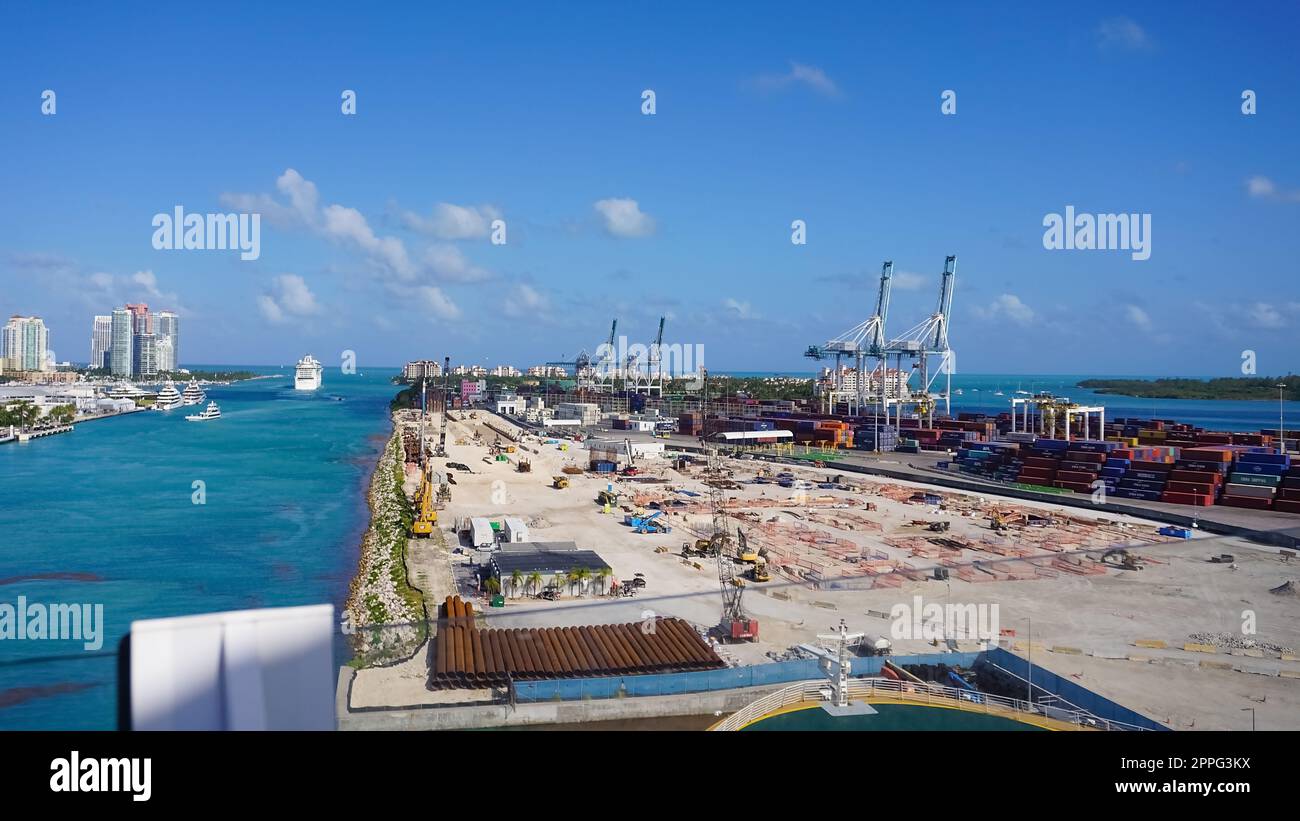 Many containers at Port Miami, one of the largest cargo ports in the US