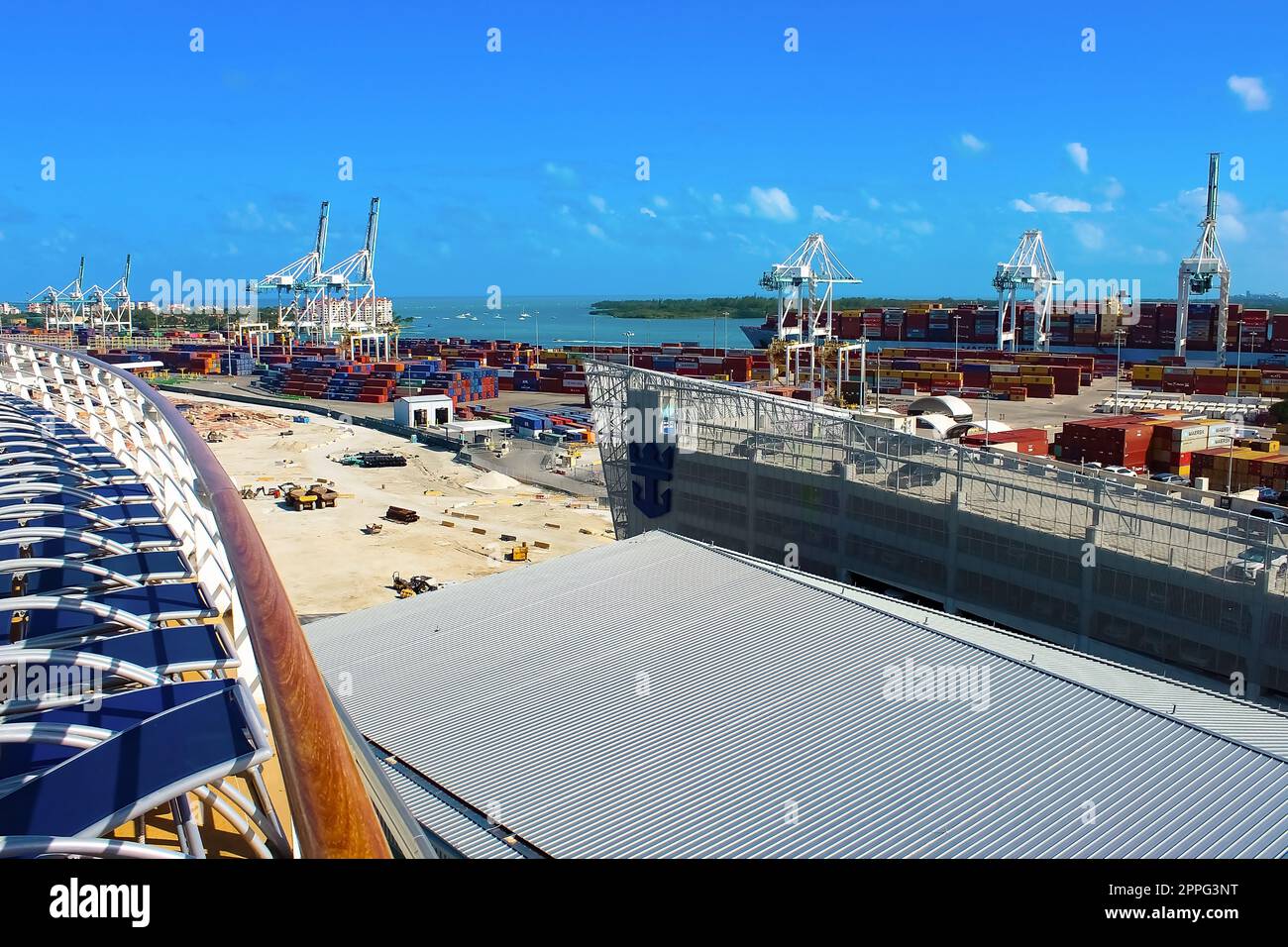Miami, USA - April 23, 2022: Many containers at Port Miami, one of the 