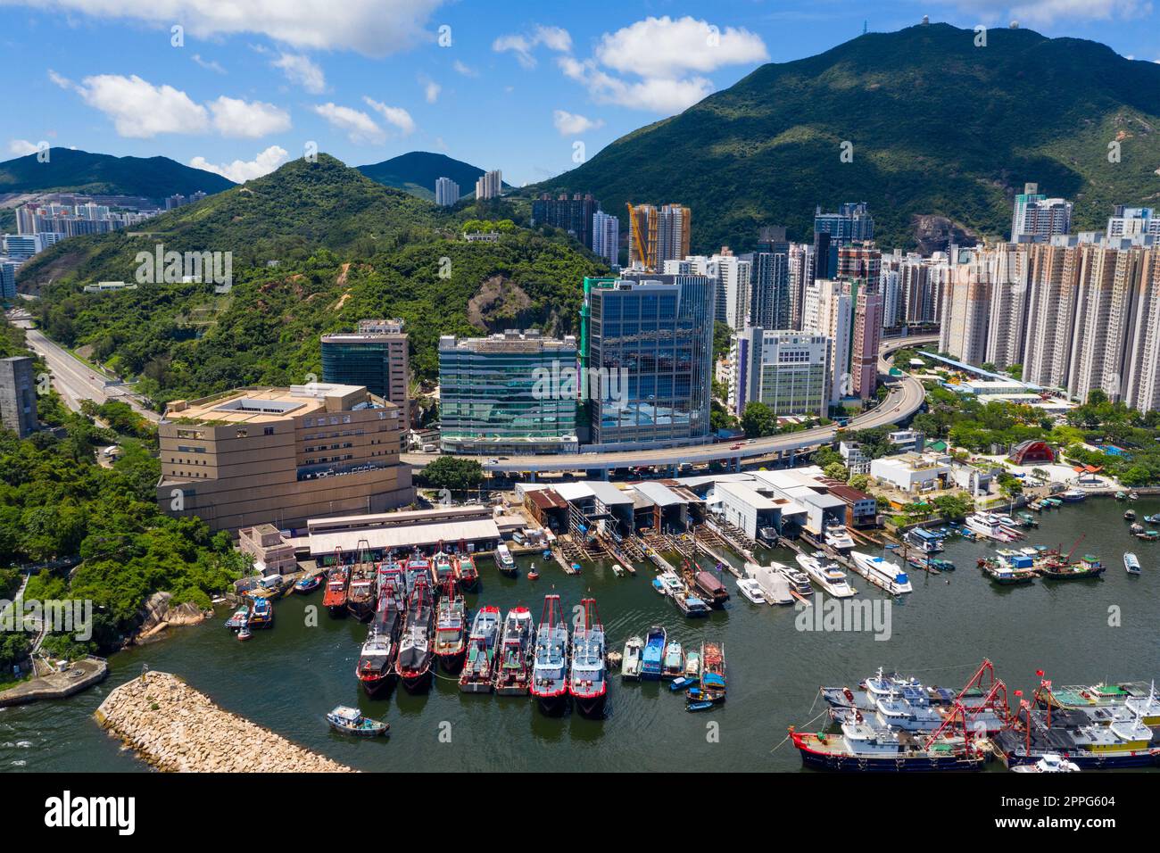 Sai Wan Ho, Hong Kong 20 June 2020 Aerial view of Hong Kong city Stock