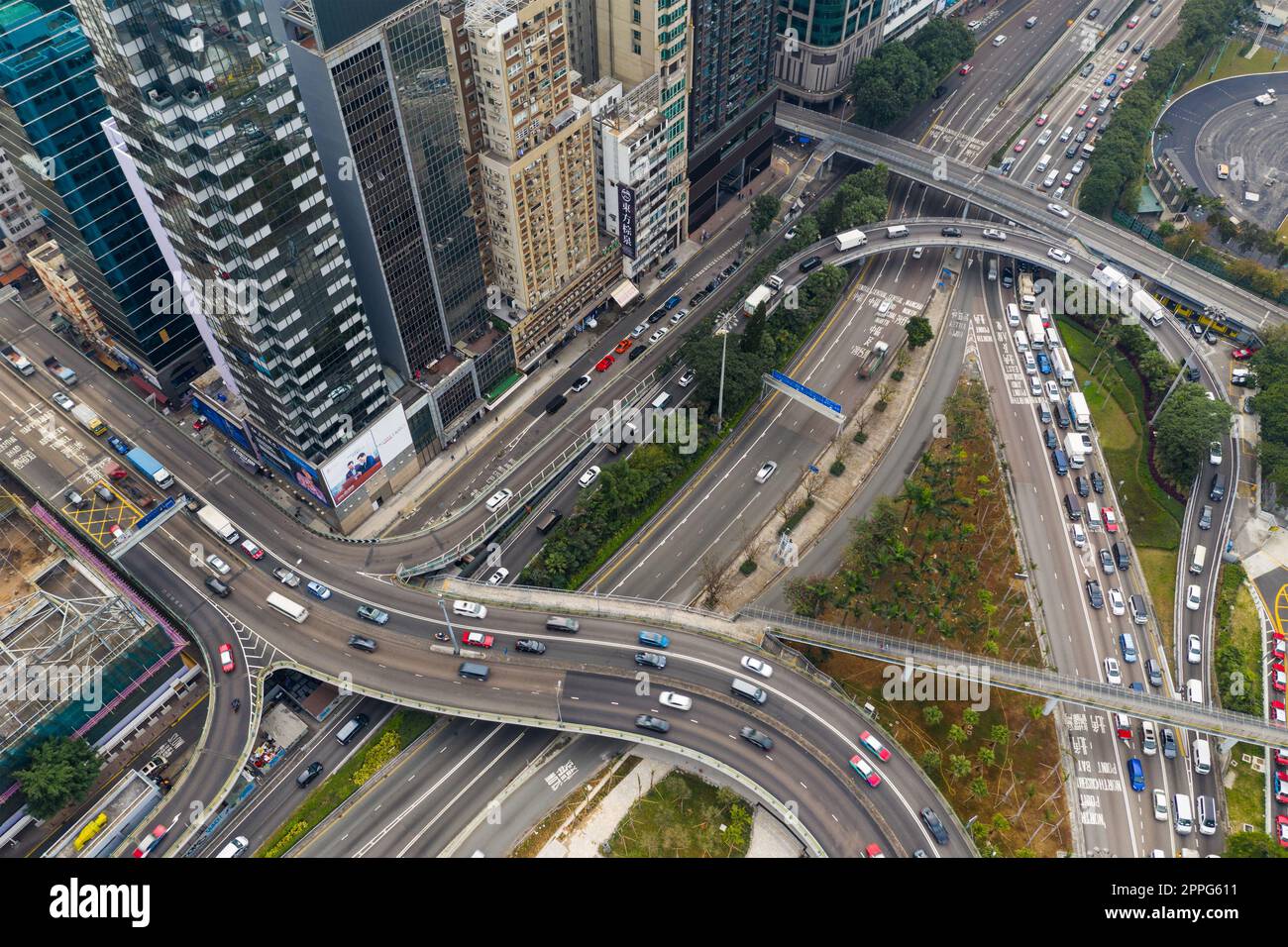 Causeway Bay, Hong Kong 07 January 2021: Aerial view of Hong Kong city Stock Photo