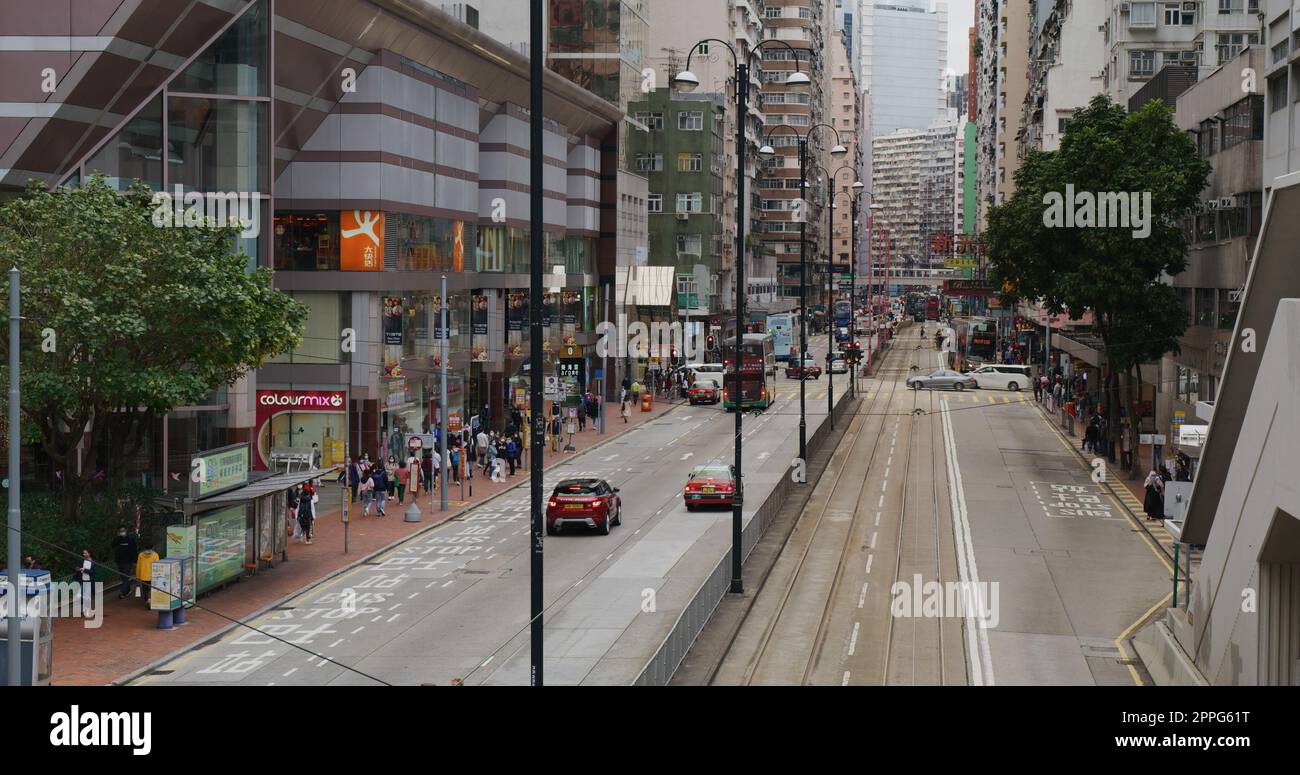 North Point, Hong Kong 27 January 2021: Tram move in city Stock Photo