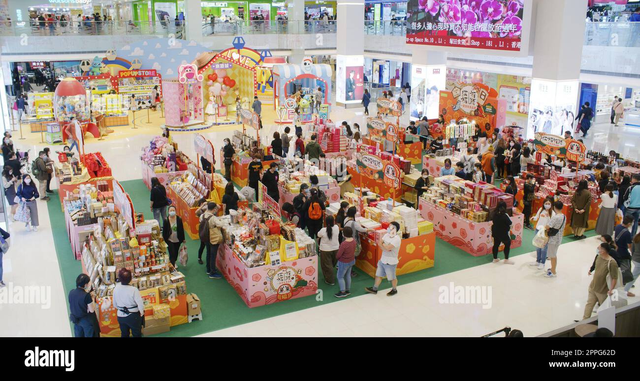 Tseung Kwan O, Hong Kong 27 January 2021: Bazaar in shopping mall Stock Photo