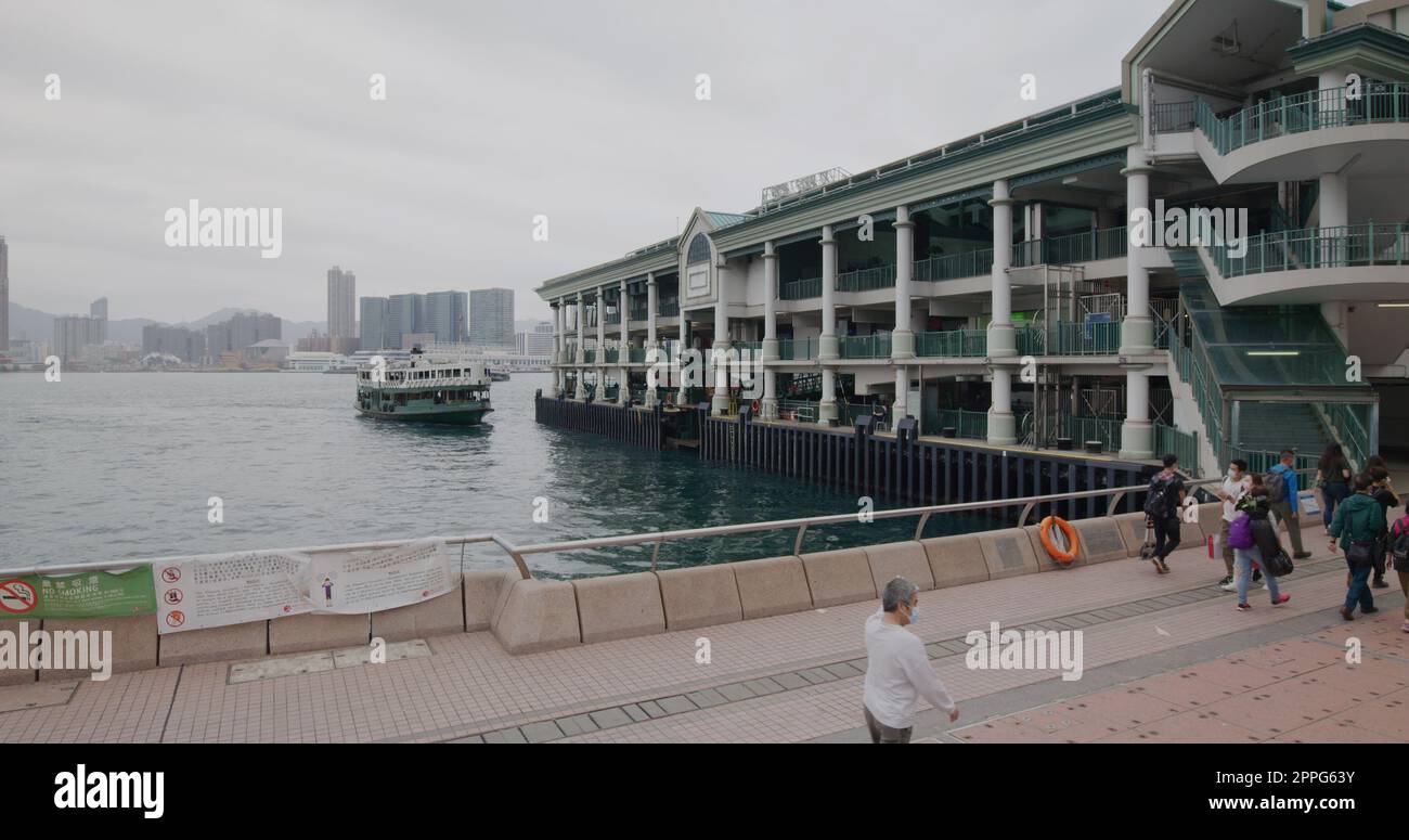 Wan Chai, Hong Kong 14 April 2021: Hong Kong ferry pier Stock Photo