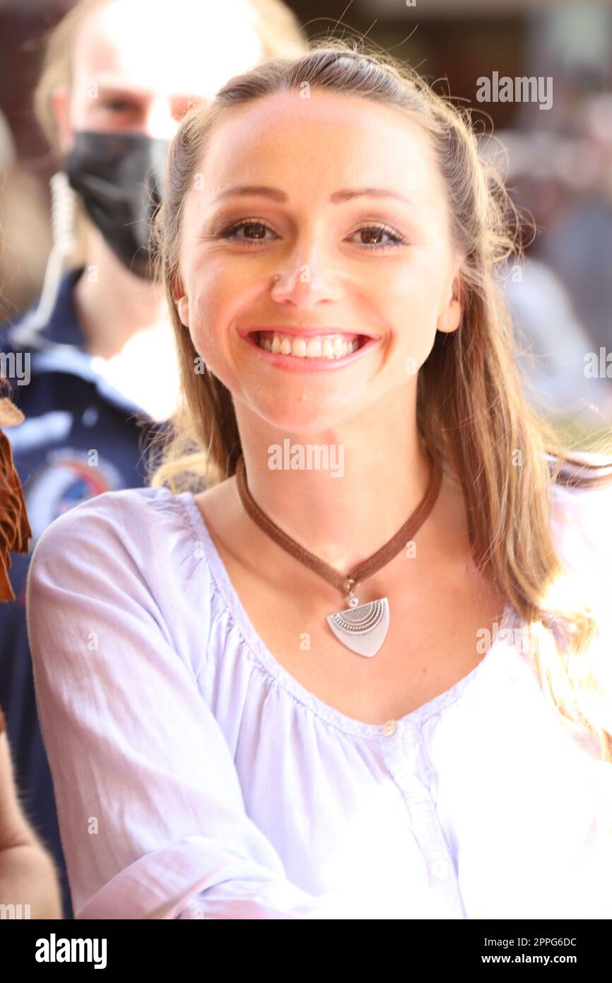 Melanie BÃ¶hm,autograph session of the ensemble of the Karl May Festival,pedestrian zone,Bad Segeberg,06.08.2022 Stock Photo