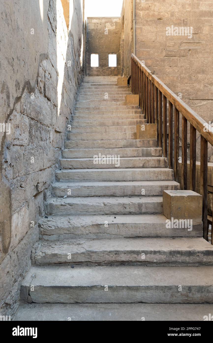 Staircase leading to the minaret Ibn Tulun mosque, Cairo, Egypt Stock Photo